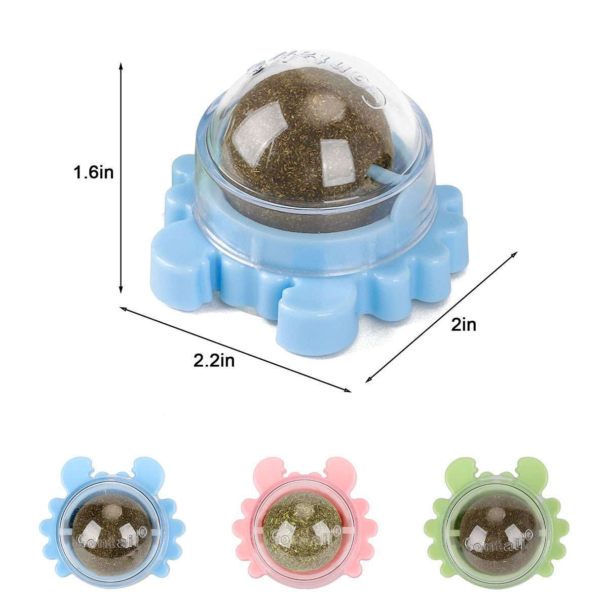 3X Rotatable Catnip Wall Ball Cat Teeth Cleaning Toys Edible Licking Treats Toys