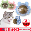 3X Rotatable Catnip Wall Ball Cat Teeth Cleaning Toys Edible Licking Treats Toys