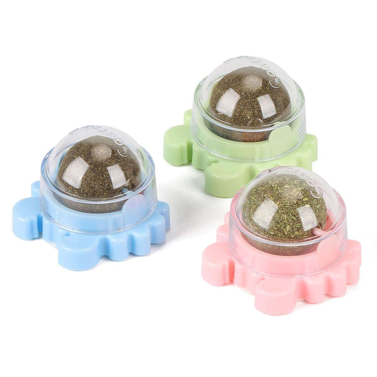 3X Rotatable Catnip Wall Ball Cat Teeth Cleaning Toys Edible Licking Treats Toys