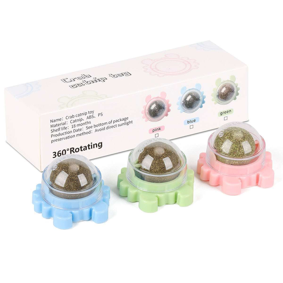 3X Rotatable Catnip Wall Ball Cat Teeth Cleaning Toys Edible Licking Treats Toys